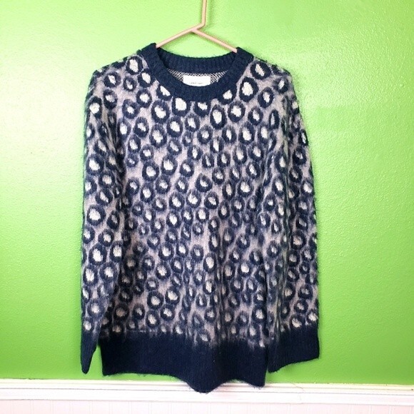 Current/Elliott Blue Animal Print Langenlook oversize sweater Sz 1 - Picture 1 of 12